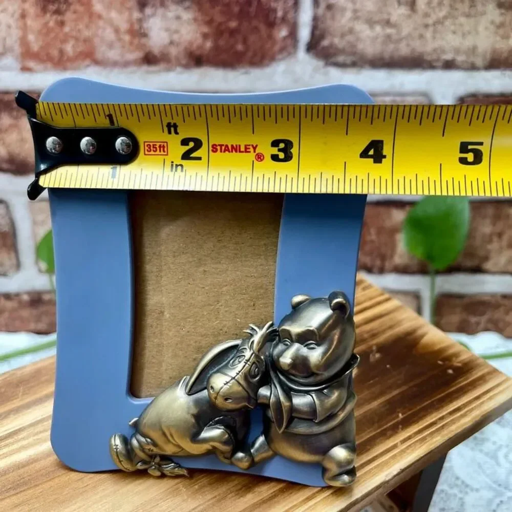 VTG 2001 Disney Winnie the Pooh & Eeyore Lavender Brass Picture Frame